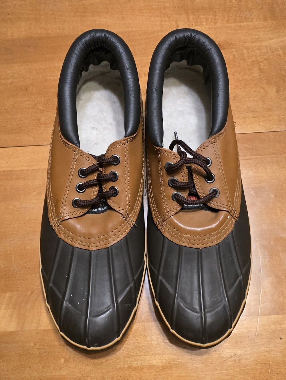 Mens Waterproof Duck-Style Lace-Up Boots in Brown and Black